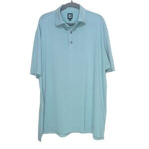 FootJoy FJ Golf Performance Polo Mens Size XL Green and White Striped Shirt